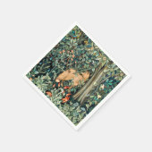 Vintag John Dearle "Greenery" - Blume und Fuchs vo Serviette (Ecke)