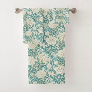 Vintag John Henry Dearle Aqua Floral Pattern Badhandtuch Set
