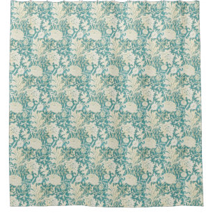 Vintag John Henry Dearle Aqua Floral Pattern Duschvorhang