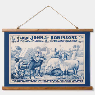 Vintag John Robinson Circus Poster Wandteppich Mit Holzrahmen