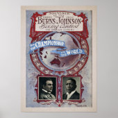 Vintag Johnson Burns Fight Souvenir Poster (Vorne)