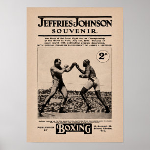 Vintag Johnson Jeffries Fight Souvenir Cover Poster
