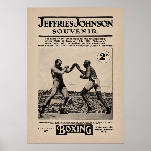 Vintag Johnson Jeffries Fight Souvenir Cover Poster (Vorne)