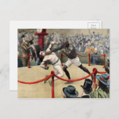 Vintag Johnson VS Jeffries Boxing Illustration Postkarte (Vorne/Hinten)