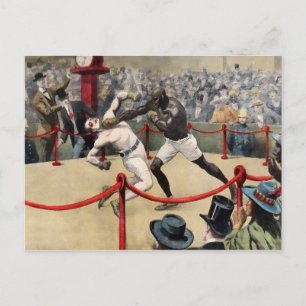 Vintag Johnson VS Jeffries Boxing Illustration Postkarte