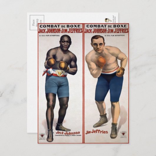 Vintag Johnson VS Jeffries Boxing Postkarte (Vorne/Hinten)