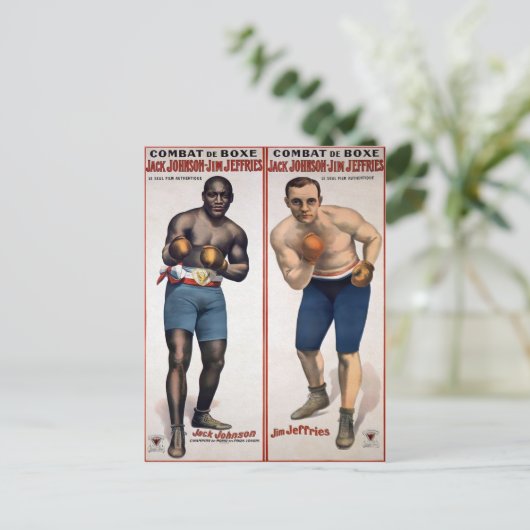 Vintag Johnson VS Jeffries Boxing Postkarte (Stehend Vorderseite)