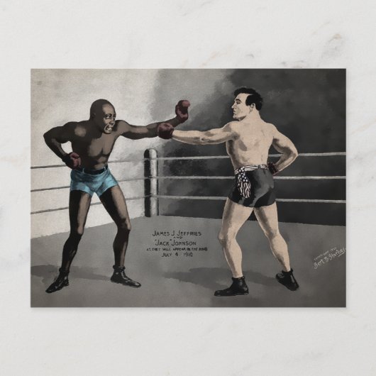 Vintag Johnson VS Jeffries Boxing Postkarte (Vorderseite)