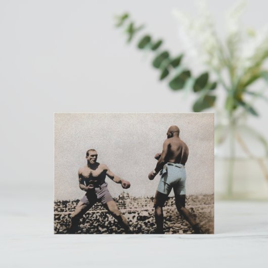 Vintag Johnson VS Jeffries Fight Postkarte (Stehend Vorderseite)