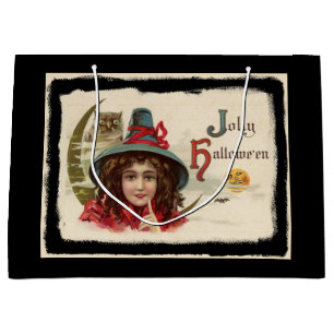 Vintag Jolly Halloween Hexe Große Geschenktüte