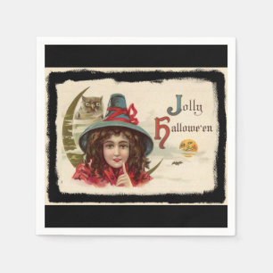 Vintag Jolly Halloween Hexe Serviette