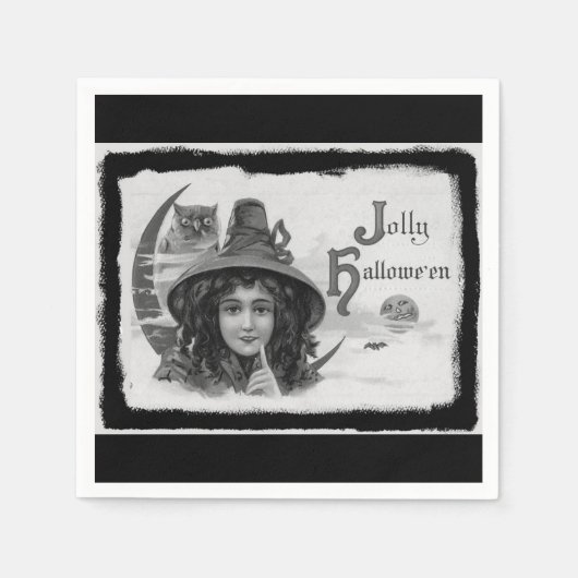 Vintag Jolly Halloween Hexe Serviette (Vorderseite)