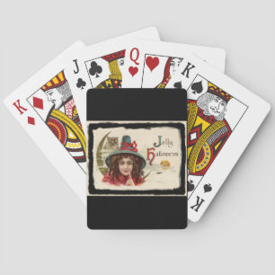 Vintag Jolly Halloween Hexe Spielkarten