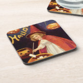 Vintag Jolly Halloween Hexe von Ellen Clapsaddle Getränkeuntersetzer (Linke Seite)