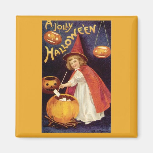Vintag Jolly Halloween Hexe von Ellen Clapsaddle Magnet (Vorne)