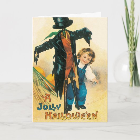 Vintag Jolly Halloween Scarecrow Ellen Clapsaddle Karte (Vorderseite)