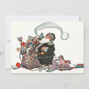 Vintag Jolly Old Elf Weihnachtsmann gibt Weihnacht Feiertagskarte