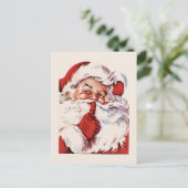 Vintag Jolly Old Santa Shhh Beige Postkarte (Stehend Vorderseite)