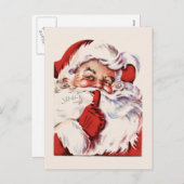Vintag Jolly Old Santa Shhh Beige Postkarte (Vorne/Hinten)