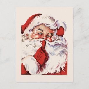 Vintag Jolly Old Santa Shhh Beige Postkarte