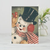 Vintag Jolly Retro Snowman Custom Christmas Karte (Stehend Vorderseite)