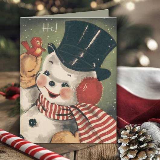Vintag Jolly Retro Snowman Holiday Karte