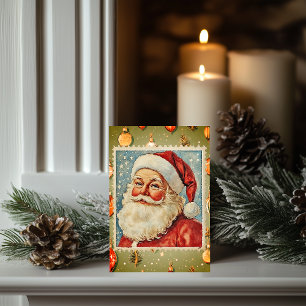 Vintag Jolly Santa Christmas Briefmarke Karte
