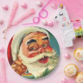 Vintag Jolly Santa Claus Face Plate Pappteller (Party)