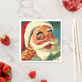 Vintag Jolly Santa Claus Face Serviette