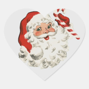 Vintag Jolly Santa Herz-Aufkleber