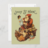 Vintag Jolly St. Nick Feiertagspostkarte (Vorne/Hinten)