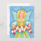 Vintag Joy Angel Christmas Feiertagspostkarte (Vorne/Hinten)
