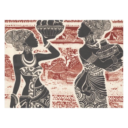 Vintag Joy Tribal African Women Village Tischdecke (Vorderseite (Horizontal))