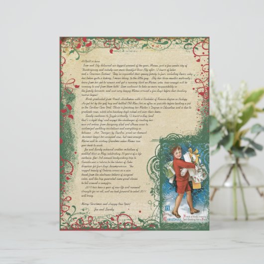 Vintag Joyous Shopper Weihnachtsbrief (Stehend Vorderseite)