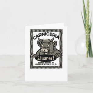 Vintag Juarez Mexico Carniceria Bull Sticker Karte