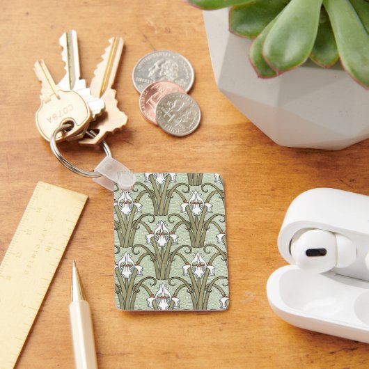 Vintag Jugendstil Iris Blume im Garten Schlüsselanhänger (Schreibtisch)