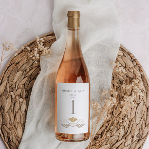 Vintag Jugendstil Wein Flasche Tischnummer Weinetikett