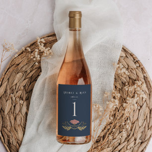 Vintag Jugendstil Wein Flasche Tischnummer Weinetikett