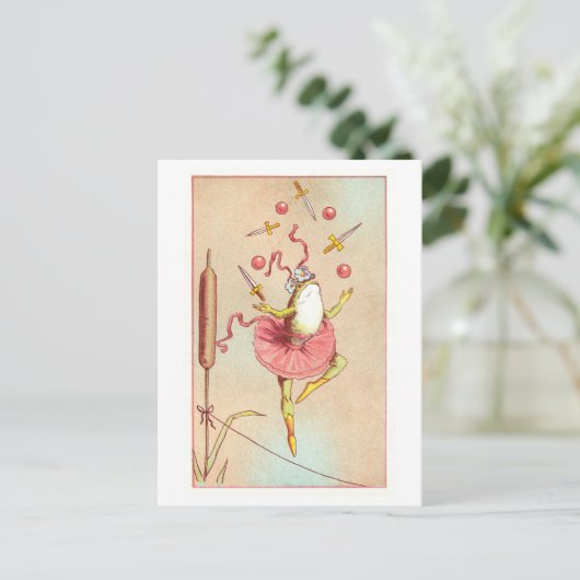 Vintag Juggling Circus Frog Postkarte (Stehend Vorderseite)
