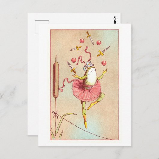Vintag Juggling Circus Frog Postkarte (Vorne/Hinten)