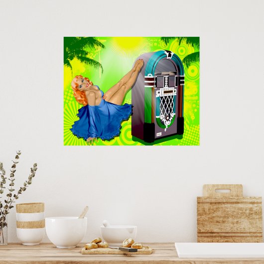 Vintag Juke Box Poster (Küche)
