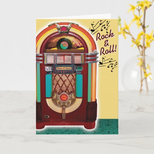 Vintag Juke Box Retro Geburtstag Karte (Gelbe Blume)