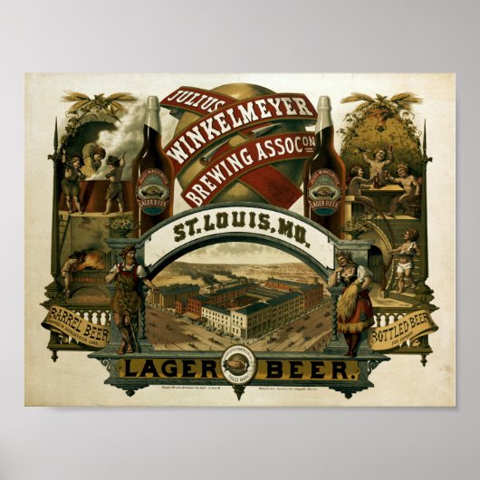 Vintag Julius Winkelmeyer Braubierwerbung Poster (Vorne)