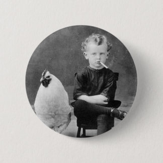 Vintag - Junge, der mit Huhn raucht Button