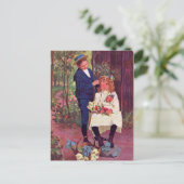 Vintag - Junge & Mädchen im Wald Postkarte (Stehend Vorderseite)