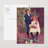 Vintag - Junge & Mädchen im Wald Postkarte (Vorne/Hinten)