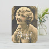 Vintag Junggeselinnen-Abschied Gatsby Brautparty Einladung (Stehend Vorderseite)
