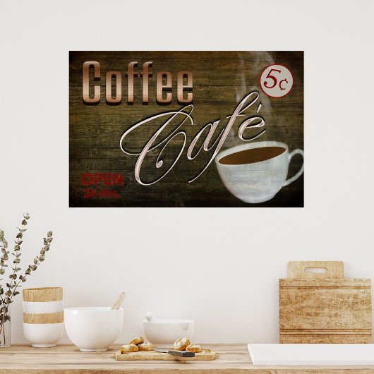 VINTAG KAFFEE CAFE' POSTER (Küche)