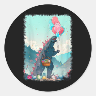 Vintag Kaiju Ostertag Shirt Kaiju Japanische Kunst Runder Aufkleber
