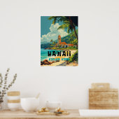 Vintag Kailua Kona Hawaii Beach Poster (Küche)
